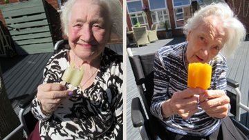 Birmingham care home Residents bask in the beautiful bright sun